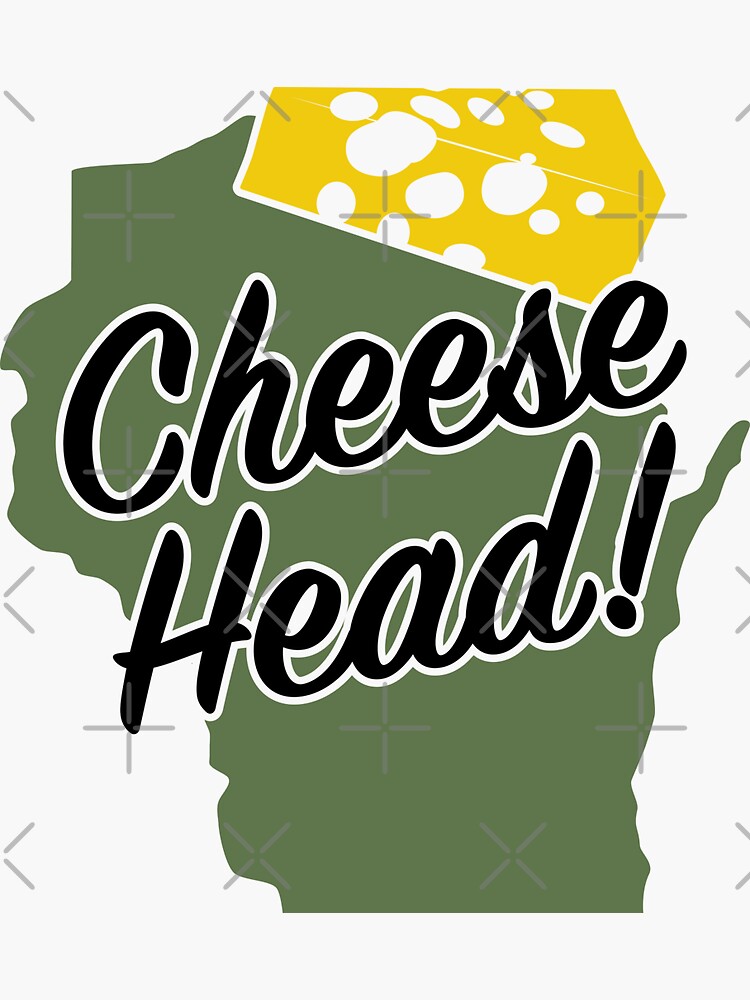 "Cheese Head Wisconsin Fun Midwest State" Sticker for Sale by