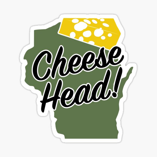 "Cheese Head Wisconsin Fun Midwest State" Sticker for Sale by