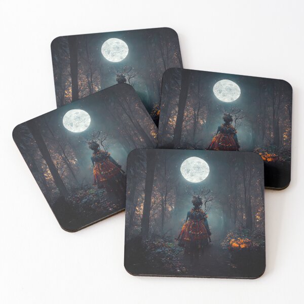 Item preview, Mystery of Druids, Digital Illustration, Full Moon in a Magical Forest designed and sold by wolfnme.