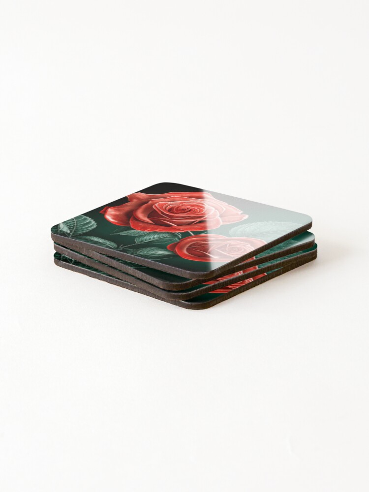 Thumbnail 4 of 5, Coasters (Set of 4), Beautiful Red Roses designed and sold by MasartDesigns.