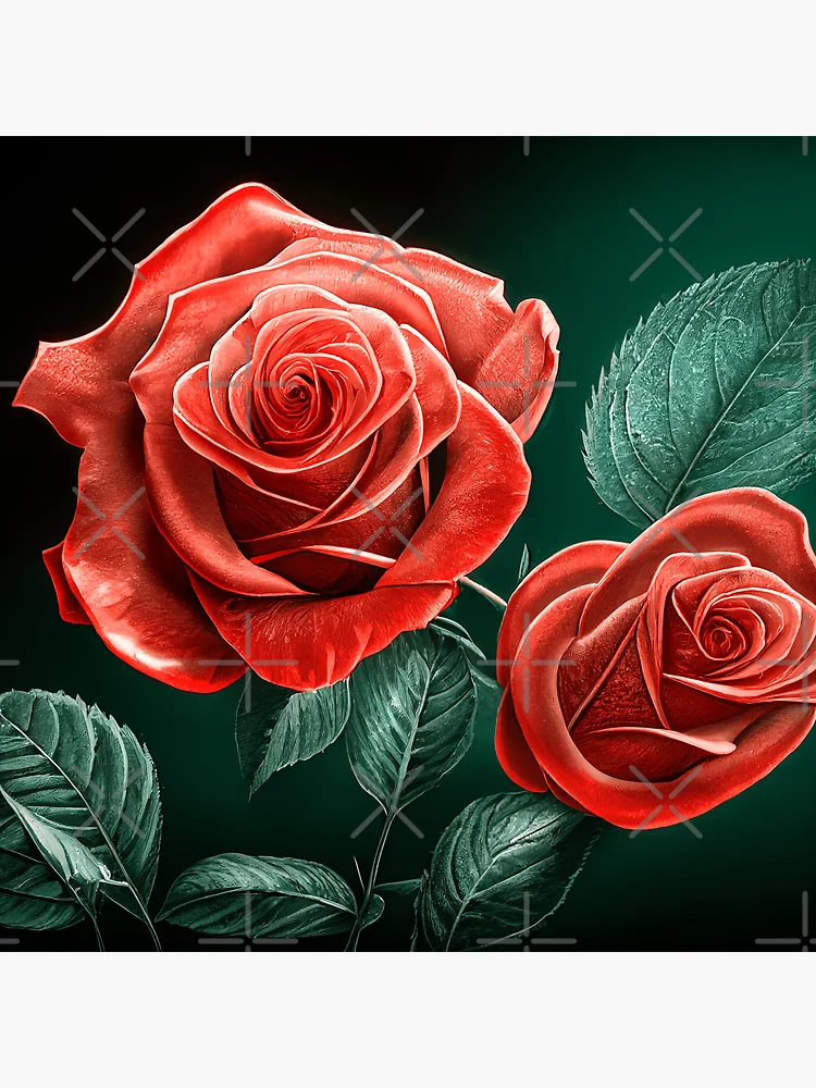 Thumbnail 4 of 4, Clock, Beautiful Red Roses designed and sold by MasartDesigns.