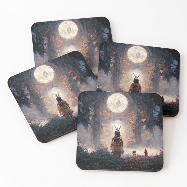 Item preview, Mystery of Druids, Digital Illustration, Full Moon in a Magical Forest designed and sold by wolfnme.