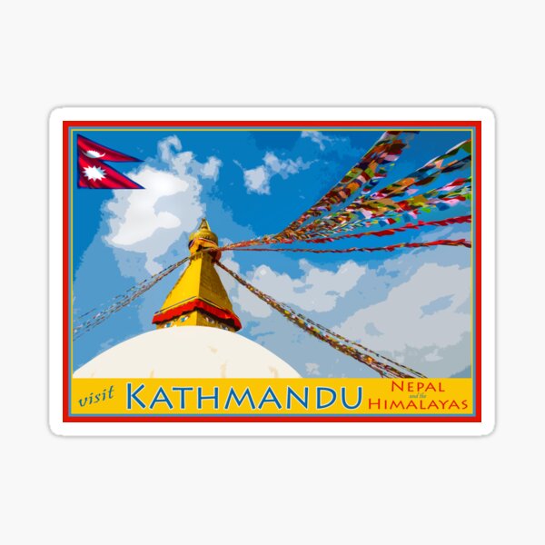 "visit Kathmandu poster" Sticker for Sale by geoffshoults Redbubble