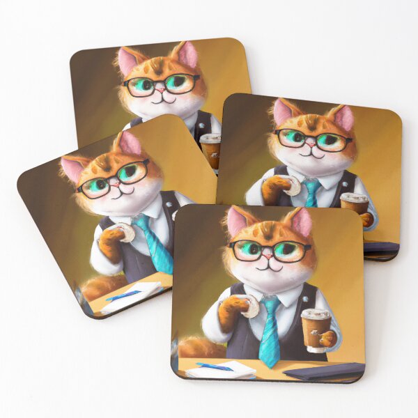 Item preview, Business Cat Drinking Coffee designed and sold by LeefsArt.