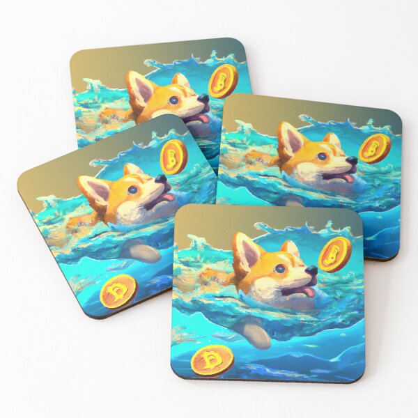 Item preview, A corgi swimming in bitcoins designed and sold by LeefsArt.