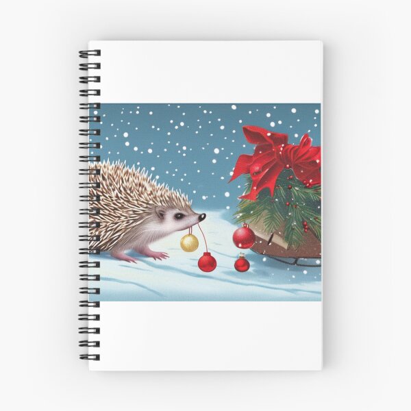 Item preview, Hedgehog decorating for Christmas designed and sold by dreamsfromadraw.