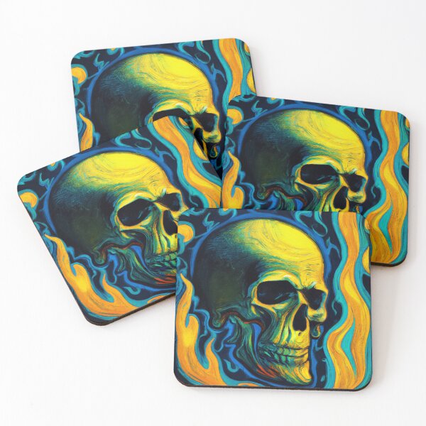 Item preview, Vincent Van Gogh Styled Skull Design Remake Starry Night Style designed and sold by CandyDroidMerch.