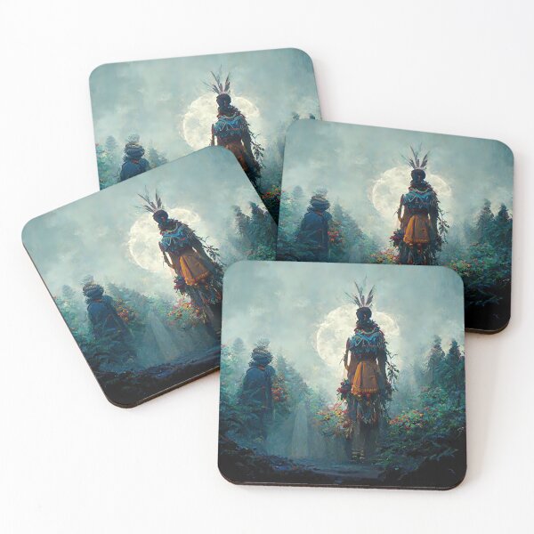 Item preview, Mystery of Druid, Digital Illustration, Full Moon in a Magical Forest designed and sold by wolfnme.