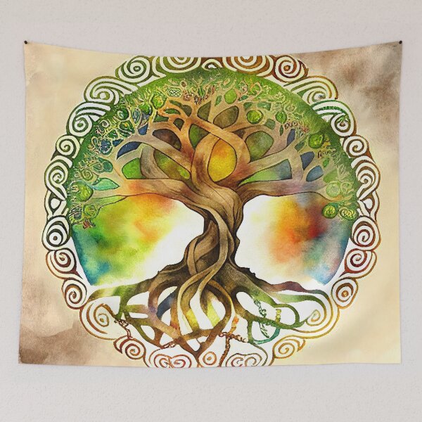 Item preview, Celtic Tree of Life Watercolor Pagan Ancient Rustic Background designed and sold by CGSGraphics.