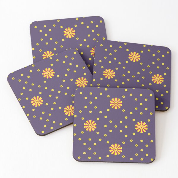 Item preview, Dahlia/s & Daisies in Cerise and Yellow on a Deep Purple background designed and sold by sleepingdogprod.