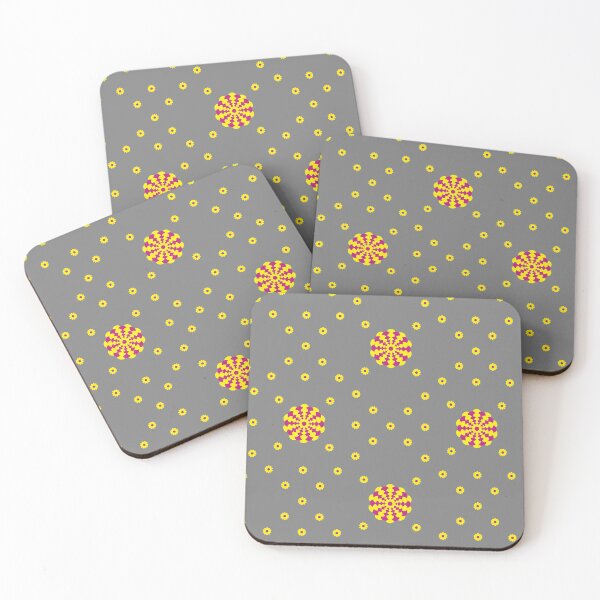 Item preview, Dahlia/s & Daisies in Cerise and Yellow on a Mid-Grey background designed and sold by sleepingdogprod.