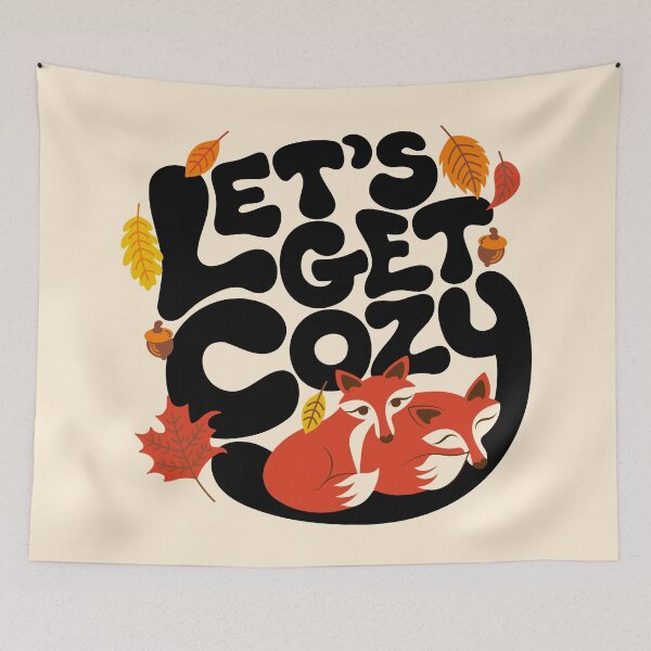 Item preview, Let's Get Cozy - Cute Autumn Cuddle Foxes designed and sold by Carrie Cantwell Art.