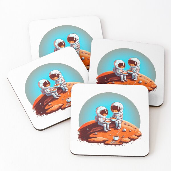 Item preview, Cute Astronauts drinking coffee on Mars designed and sold by extraordinar-ia.