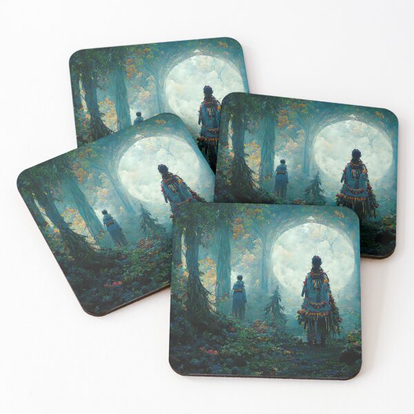 Item preview, Mystery of Druid, Digital Illustration, Full Moon in a Magical Forest designed and sold by wolfnme.
