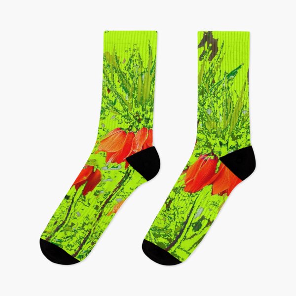 Item preview, ORANGE FLOWERS GARDEN GREEN PATTERNS ART designed and sold by sharlesart.