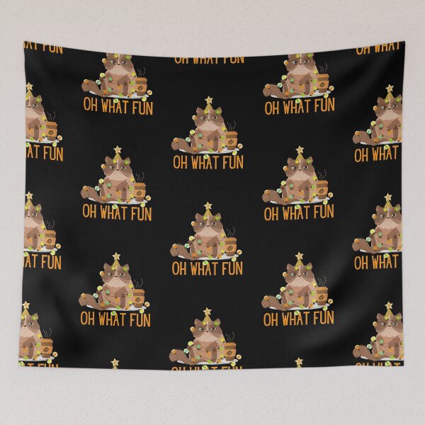 Item preview, Oh what fun, funny grumpy christmas cat designed and sold by reka88.