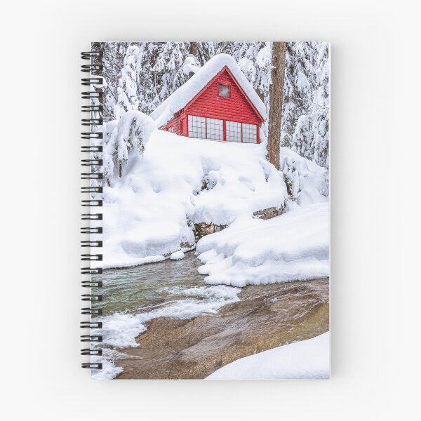 Item preview, Red Cabin by the River Covered in Fresh Winter Snow designed and sold by Open Range Studios.