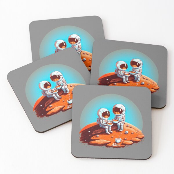 Item preview, Cute Astronauts drinking coffee on Mars designed and sold by extraordinar-ia.