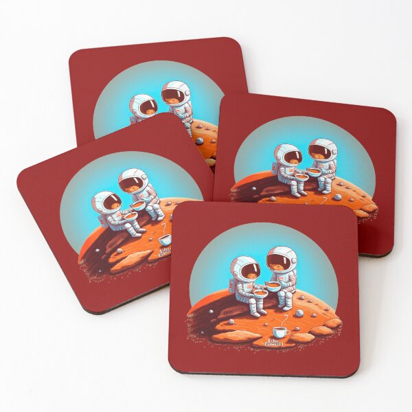 Item preview, Cute Astronauts drinking coffee on Mars designed and sold by extraordinar-ia.