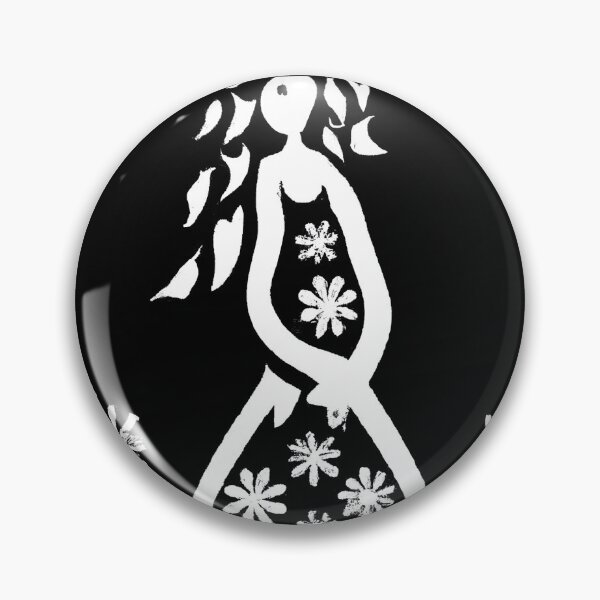Item preview, Black and White Flower Lady Folk Art designed and sold by LeefsArt.