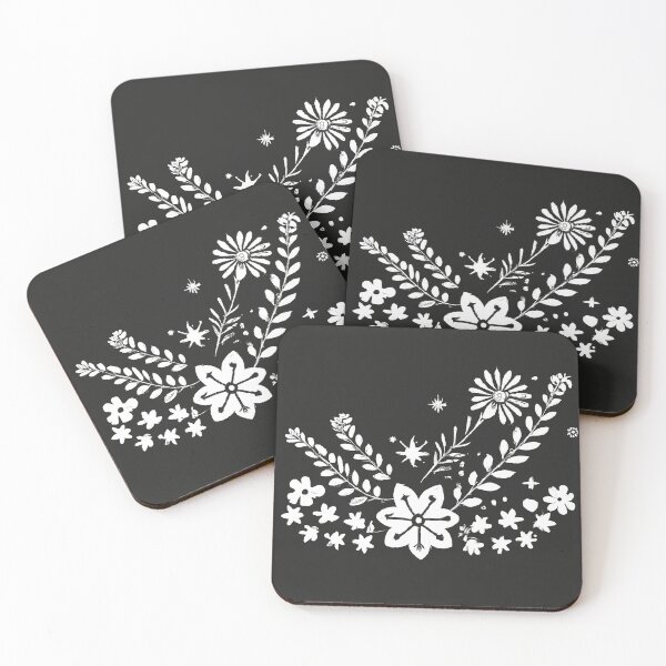 Item preview, Black and White Floral Folk Art #1 designed and sold by LeefsArt.