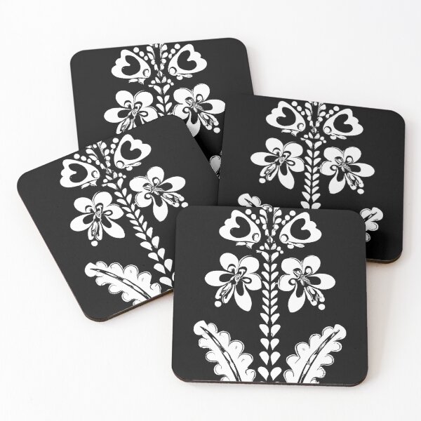 Item preview, Black and White Floral Folk Art #2 designed and sold by LeefsArt.
