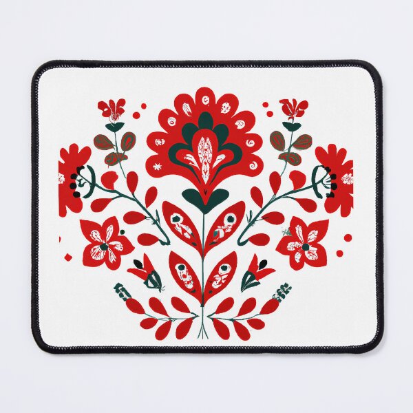 Item preview, Red Floral Folk Art designed and sold by LeefsArt.