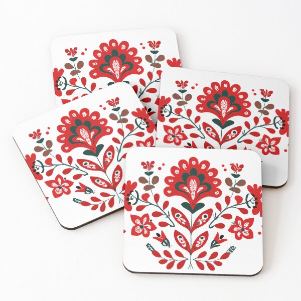Item preview, Red Floral Folk Art designed and sold by LeefsArt.