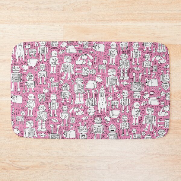 Item preview, Robot Pattern - pink and white - fun pattern by Cecca designs designed and sold by Cecca-Designs.