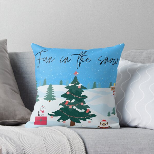 Item preview, A cat and an owl playing in the snow - Christmas essentials  designed and sold by RamnLiondesign.