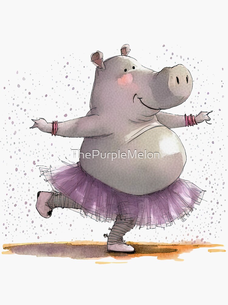 "Hippo Ballerina in Pink Tutu" Sticker for Sale by ThePurpleMelon