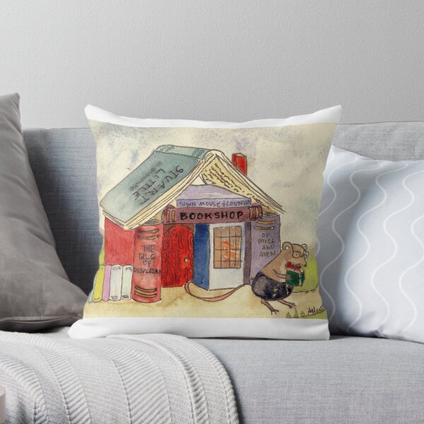 The Mouse's Bookshop Throw Pillow