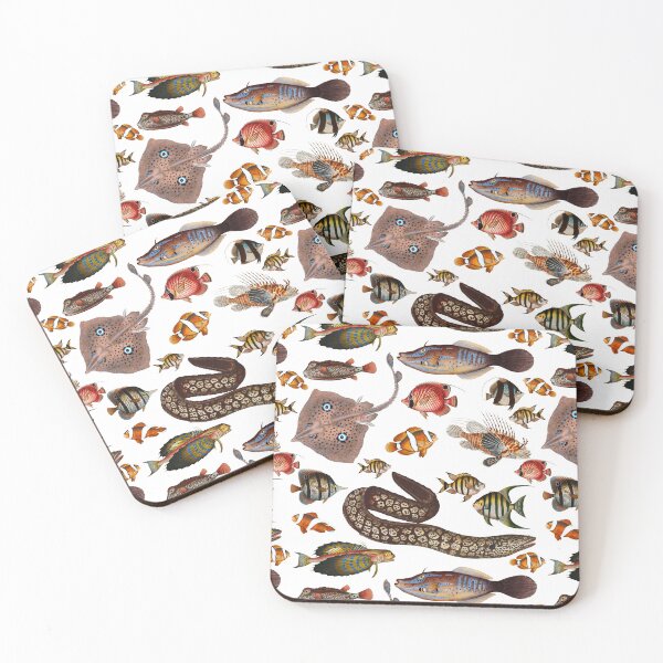 Item preview, Tropical Fish From Colorful Coral Reefs Pattern (white) designed and sold by andydavistech.