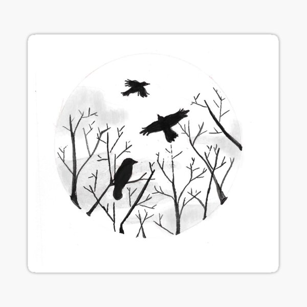 Ravens Over the Moon Sticker