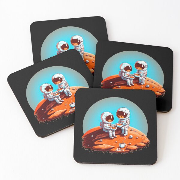 Item preview, Cute Astronauts drinking coffee on Mars designed and sold by extraordinar-ia.