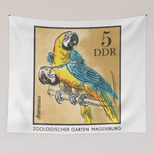Item preview, 1975 East Germany Zoo Macaws Postage Stamp designed and sold by retrographics.