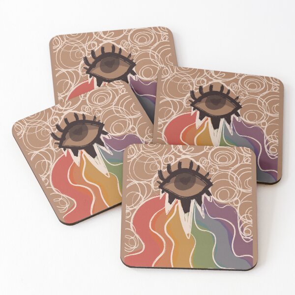 Item preview, funky eye rainbow swirly brown designed and sold by strawbsurprise.