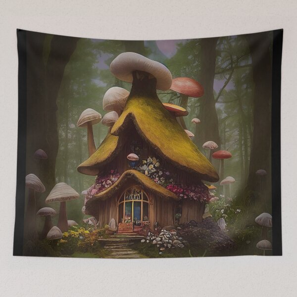 Item preview, Fantasy Fairy Mushroom House Art designed and sold by NTGUILTY.