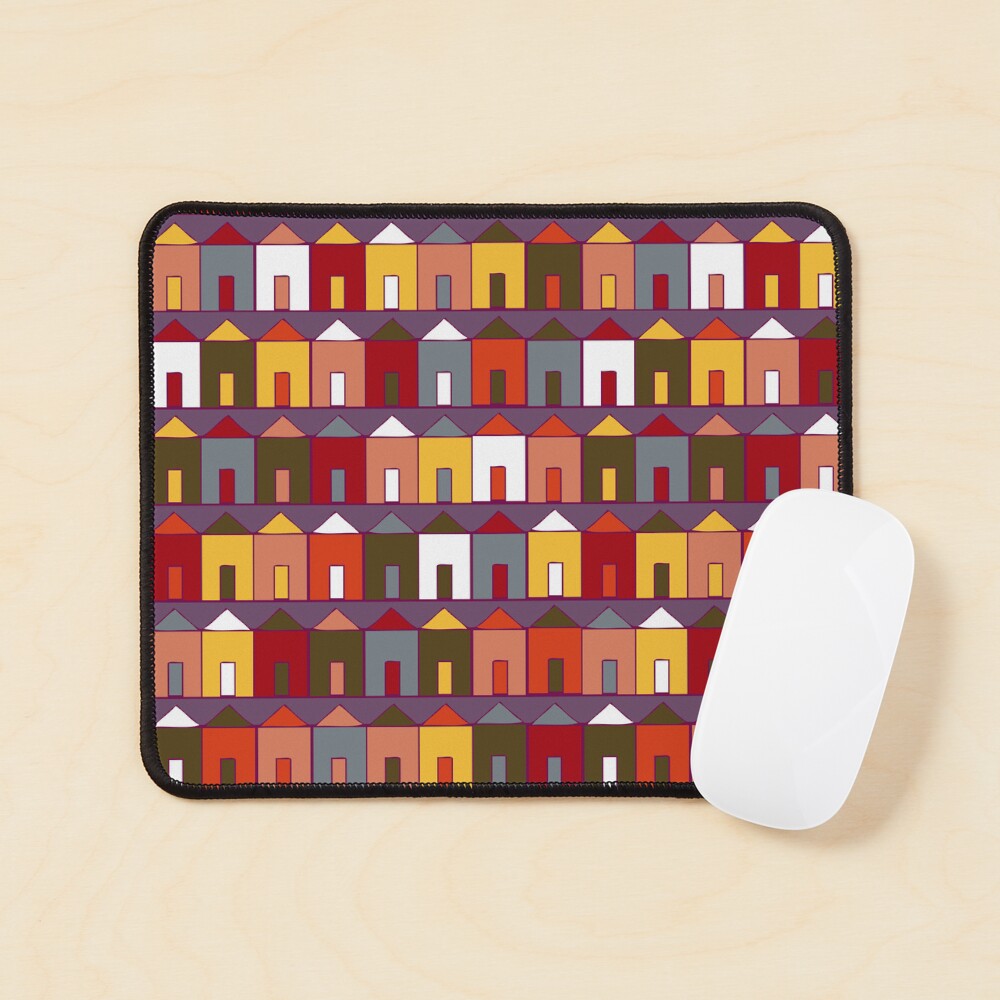 Beach Huts - Plum and Burgundy - Geometric pattern by Cecca Designs Mouse Pad