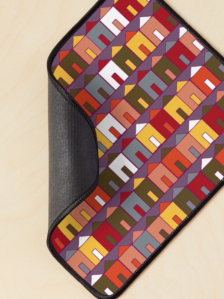 Alternate view of Beach Huts - Plum and Burgundy - Geometric pattern by Cecca Designs Mouse Pad