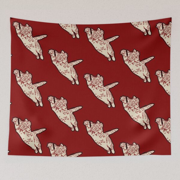 Item preview, Flying Cat in Cream & Maroon  designed and sold by Elizabeth Dibois.