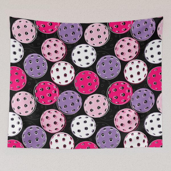 Item preview,  Pickleballs all over pattern - pink on black designed and sold by EvieWoj.