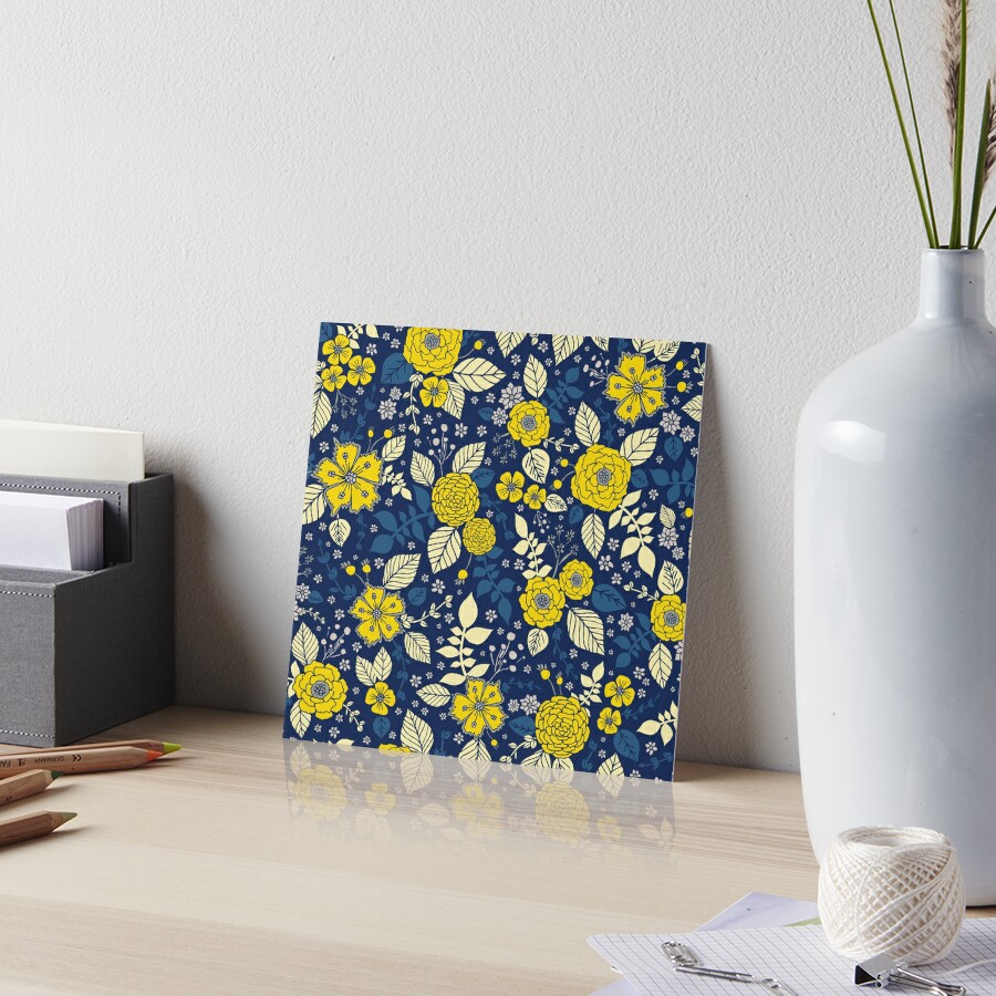 cora b. gallery Blue Jay & Blossoms Flutter 8x8 Round Canvas Yellow – Local  Supply BR