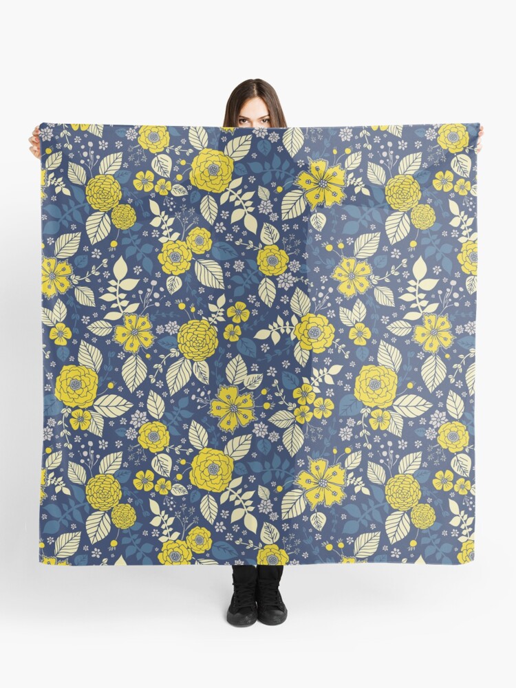 Bright Yellow & Blue Floral Print - Vibrant Flowers Tapestry for Sale by  somecallmebeth