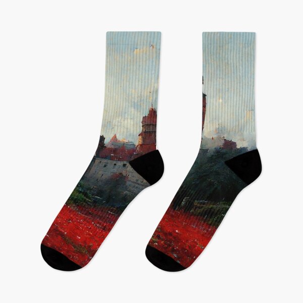 Item preview, Castle with Red Flower Fields designed and sold by MerchFever.