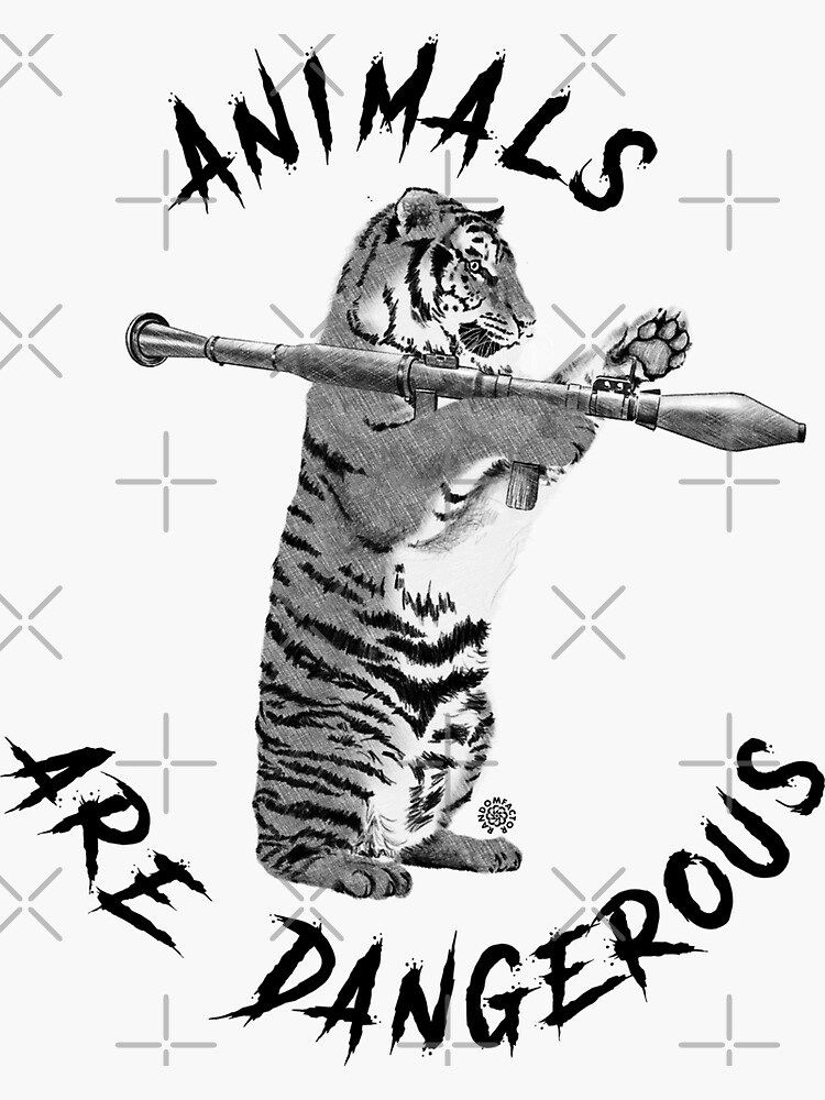 Thumbnail 3 of 3, Sticker, Animals Are Dangerous! designed and sold by TheRandomFactor.