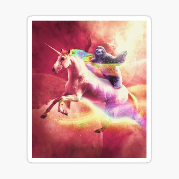 Epic Space Sloth Riding On Unicorn Sticker