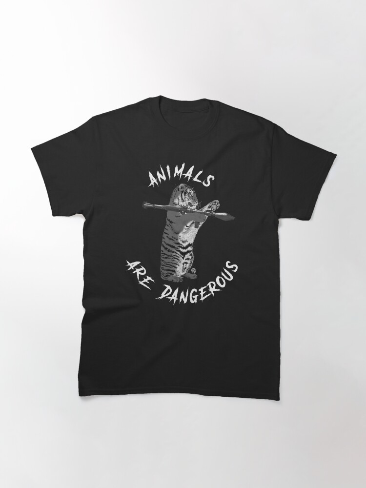 Thumbnail 3 of 7, Classic T-Shirt, Animals Are Dangerous! (White Text) designed and sold by TheRandomFactor.