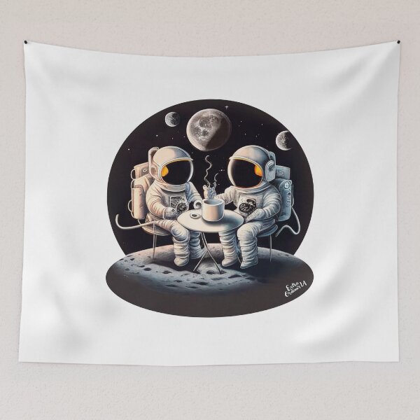 Item preview, Astronauts drinking coffee in space designed and sold by extraordinar-ia.