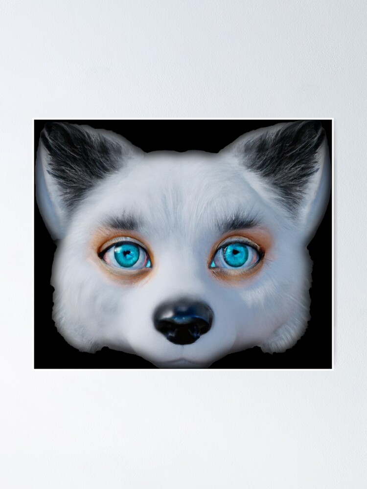 Silver fox blue eyes sticker -- 3D Poster for Sale by glitchman2